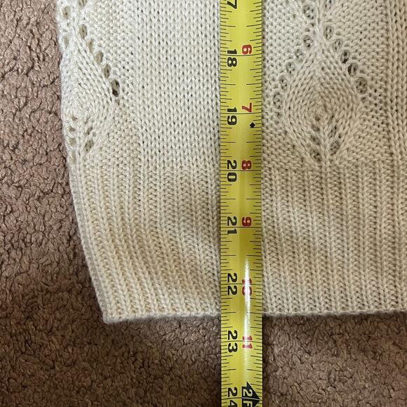 Vtg 90s Arielle Open Knit Sweater Cream Cottagecore Coquette Soft Girl Holiday - Picture 7 of 9